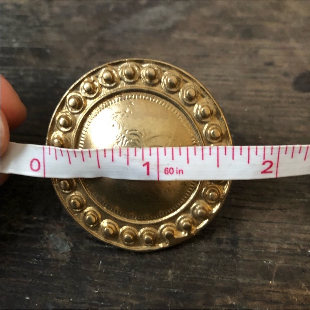 Solid Brass Circle Shield Ring Boho Statement Adj… - image 3
